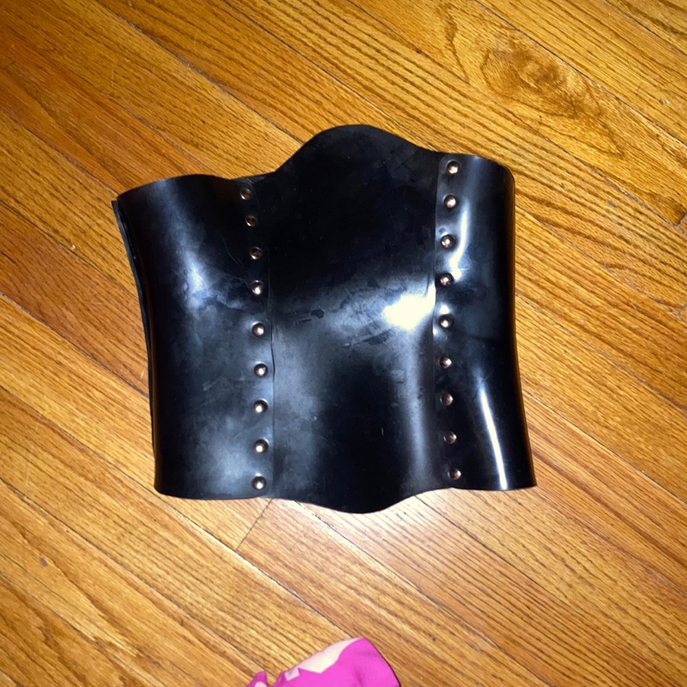 Thick heavy rubber underbust corset